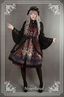 The Rococo World ~ Printed Vintage Lolita JSK Dress with Lace Overcoat