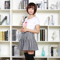 Classic Mori Girl Black and White Plaid Punk Mini Skirt
