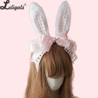 LOLITA Handmade Rabbit Ears Headband KC Multicolored Cute Plaid Cosplay Hairband