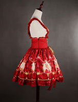 X'mas Deer ~ Lovely Rhinedeer Printed Lolita Jumper Skirt with Straps