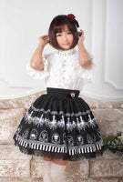 Black Chandelier Printed Fairy Tale Themed Lady's Pleated Lolita Skirt