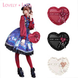 Sweet Heart Shaped Cross Body Bag Mori Girl Pearl Chain Lolita Bag by Lovely Lota
