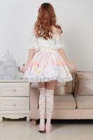Sweet Fairy Moonlight Printed Short Lolita Pleated Lace Skirt for Lady