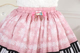 Original Design Sweet Snowflake and Piano Key Printed Short Lolita Skirt with Lace Trimming