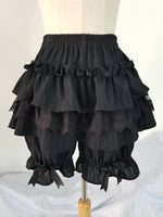 Cute Black/White Lolita Shorts Lace Ruffled Elastic Waist Cotton Bloomers