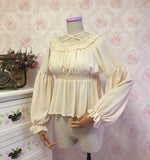 Sweet Long Lantern Sleeve Chiffon Blouse Autumn Women's Off the Shoulder Top