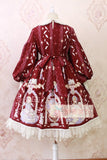 Sweet Long Lantern Sleeve Midi Dress ~ Angel's Book Printed Empire Waist Dress by Alice Girl ~ Pre-order