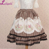 Lolita Sweet Princess Striped Easter Bunny and Eggs Printed Skirt with Layered Ruffles