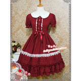 Sweet Short Sleeve Chiffon Summer Dress Cute Peter Pan Collar Lolita OP Dress by Strawberry Witch