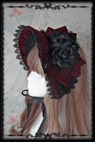 Rose Sanctuary ~ Lolita Retro Lace Trimming Victorian Half-head Bonnet by Infanta