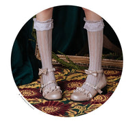 Sweet Lace Long Stockings Lolita Heart Hollowed-out Stockings White/Black