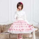 Sweet Pink Cherry Printed 2019 New Mori Girl Short Skirt for Summer