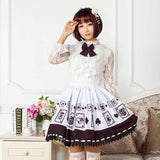 Cute Japanese Poker Card Printed Brown Sweet Lolita Skirt for Girl