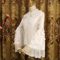 Retro Style Women's Chiffon Shirt Ruffled Flare Sleeve Lolita Blouse