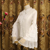 Retro Style Women's Chiffon Shirt Ruffled Flare Sleeve Lolita Blouse