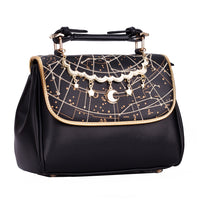 Constellation Printed Lolita Handbag Cute Satchel Bag with Moon & Star Pendant