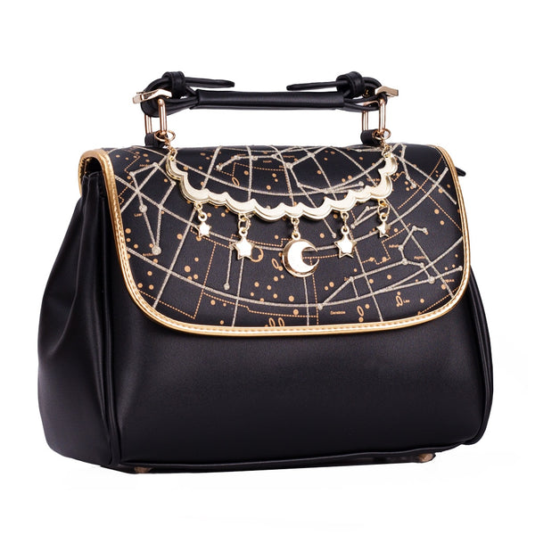 Constellation Printed Lolita Handbag Cute Satchel Bag with Moon