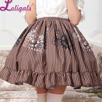 Steampunk Gear Printed Elastic Waist Pleated Ruffled Girl's Lolita Skirt