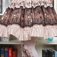 Sweet Mori Girl High Waist Skirt Crown Printed Lolita Short Skirt with Ruffles