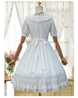 Sweet Short Sleeve Lolita Dress Jacquard Casual White/Black Plaid Dress for Summer