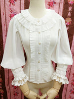 Sweet White Summer Blouse for Girl Lantern Sleeve Women's White Blouse by Yiliya