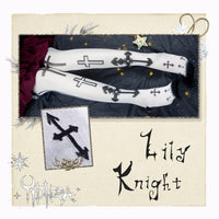 White Knight ~ Gothic Patterned Lolita Stockings Long Cross & Arrow Printed Summer Stockings