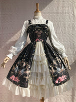 Sweet Cross & Flower Printed Sleeveless Lolita JSK Dress Plus Size Fairy Party Gown by Yiliya