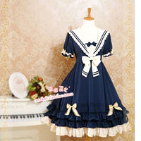 Classic Sailor Style Short Sleeve Lolita Dress by Strawberry Witch