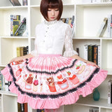 Fancy Mori Girl Short Skirt Sweet Pink Cup Cake Printed Lolita Pleated Skirt