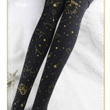 Thick Lolita Pantyhose Cute Fly in the Starry Night 120D Velvet Tights by Yidhra