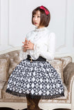 Sweet Mori Girl Black and White Diamond Checkered Short Skirt for Summer