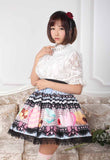 Sweet Original Design Cookies Printed Girl's Pleated Skirt Princess Lolita Lace Skirt for Women