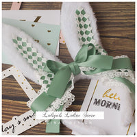 LOLITA Handmade Rabbit Ears Headband KC Multicolored Cute Plaid Cosplay Hairband