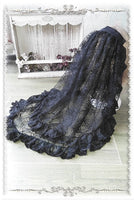 Gothic Black/White Lolita Veil Elbow Length Mesh 2 Layer Veil by Infanta