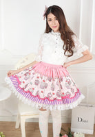 Sweet Pink Macarons and Cake Printed Lolita Lace Short Skirt for Girl