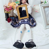 Japanese Sweet Lolita Velvet Tights Folks and Spoon Printed Pantyhose