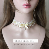 Sweet Lolita Chocker Necklace Cute Bowknot Chocker with Beaded Chain