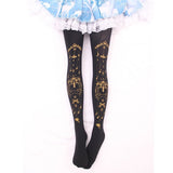 Cute Women's Spring Tights Gold Little Devil and Cross Stamped Pantyhose 3 Colors