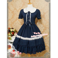 Sweet Short Sleeve Chiffon Summer Dress Cute Peter Pan Collar Lolita OP Dress by Strawberry Witch