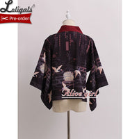 Returning Crane ~ Printed Kimono Cardigan Lolita Blouse by Alice Girl ~ Pre-order