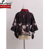 Returning Crane ~ Printed Kimono Cardigan Lolita Blouse by Alice Girl ~ Pre-order