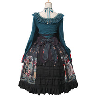Merry Christmas ~ Sweet Printed High Waist Lolita Skirt Ruffled Long Skirt