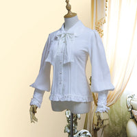 Vintage Women's Chiffon Blouse Long Lantern Sleeve Button Down Shirt 6 Colors