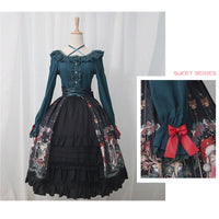 Merry Christmas ~ Sweet Printed High Waist Lolita Skirt Ruffled Long Skirt