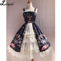 Sweet Cross & Flower Printed Sleeveless Lolita JSK Dress Plus Size Fairy Party Gown by Yiliya