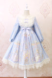 Sweet Long Lantern Sleeve Midi Dress ~ Angel's Book Printed Empire Waist Dress by Alice Girl ~ Pre-order