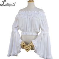 Sweet Women's Off Shoulder Flare Sleeve Chiffon Blouse Gothic Summer Casual Crop Top