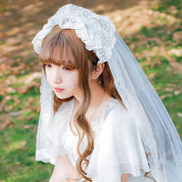 2019 New Short Wedding Veil Romantic Lace Lolita Elbow Veil
