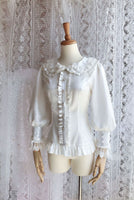 Sweet Thick Female Blouse Vintage Long Lantern Sleeve Striped Chiffon Shirt