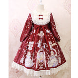 Sweet Long Lantern Sleeve Midi Dress ~ Angel's Book Printed Empire Waist Dress by Alice Girl ~ Pre-order